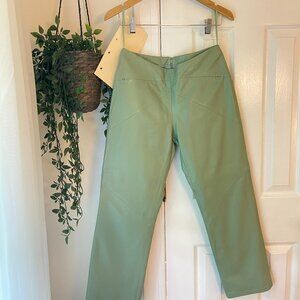 VAKKO Genuine Leather Pants in Sage Green | Size 6